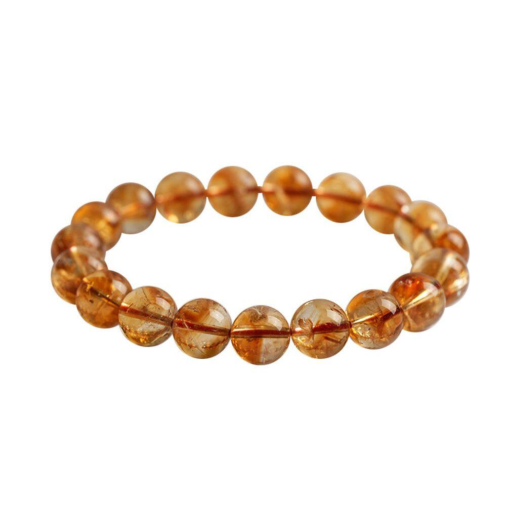 Pulseira de cristal de azeztulita amarela natural de 9 mm redonda