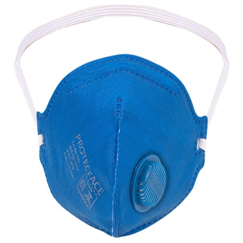 Mascara-respirador Dobrável Pff-2 Com Valvula Azul Protec - 10 Peças