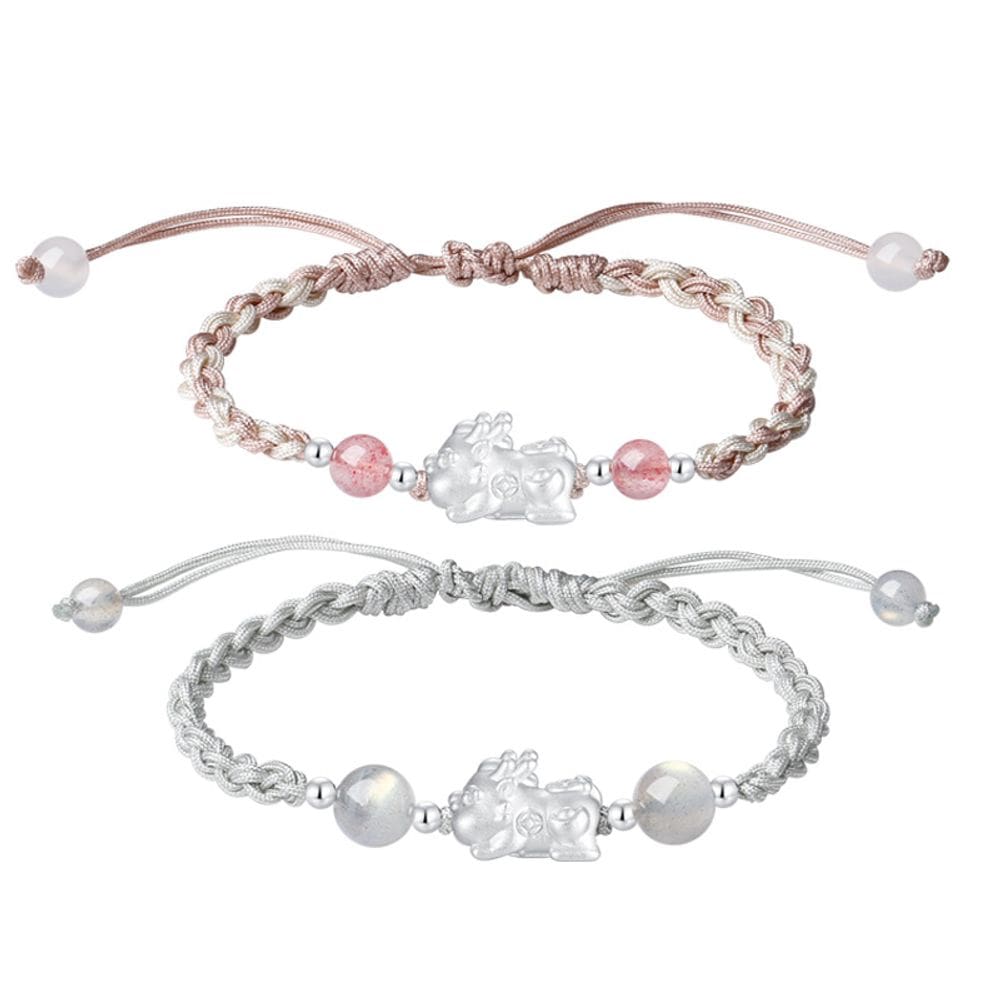 Pulseiras de casal S999 Silver Pixius feitas à mão ajustáveis