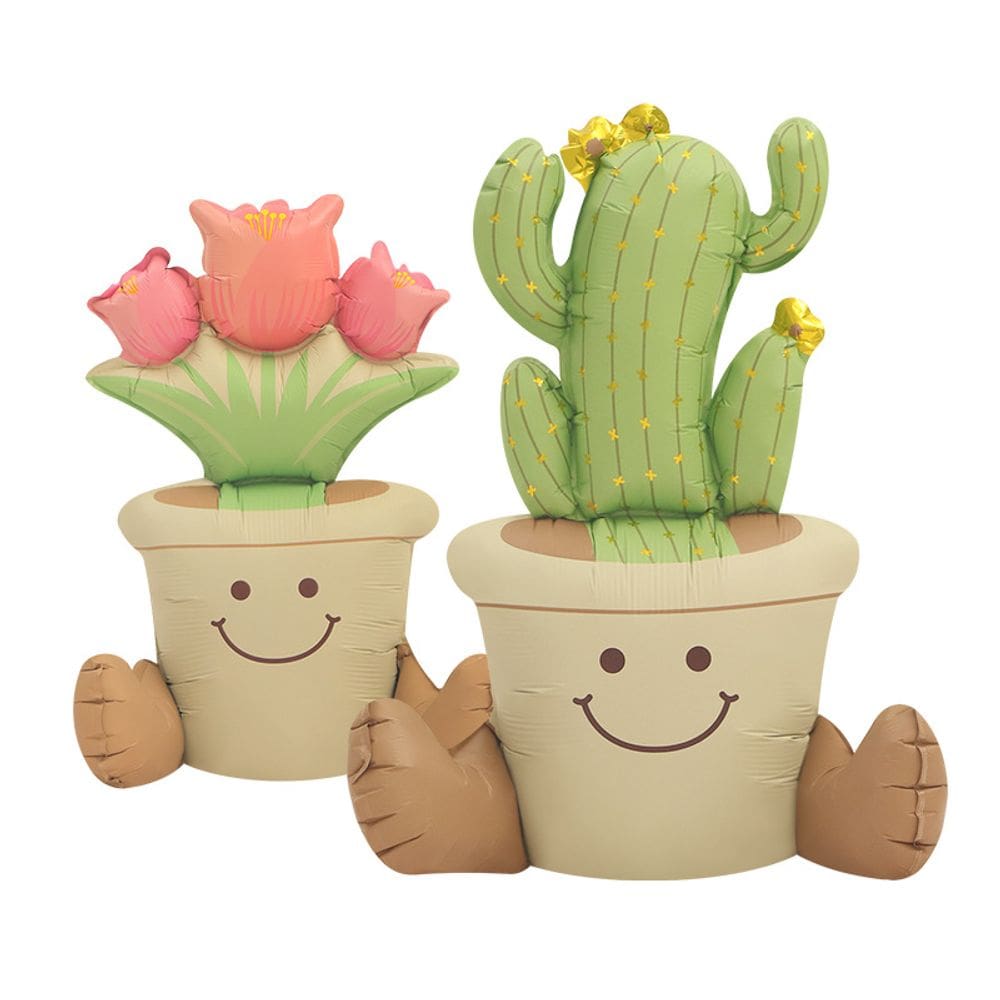 Balões metalizados 4D em pé para cactos e tulipas em vasos x2