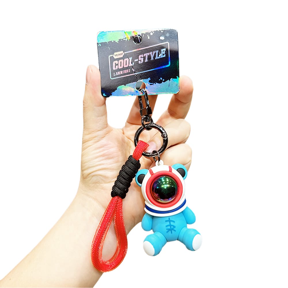 Chaveiro colorido de silicone Astronaut Bear para chaves e bolsas