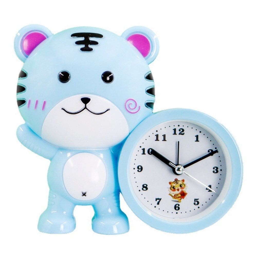 Despertador com design fofo de tigre azul para crianças