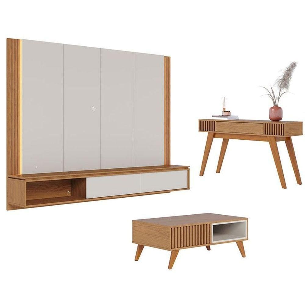 Home Suspenso Loa Off White Freijó Com Mesa De Centro Jeri Freijó Off White E Aparador Riviera Freijó - Colibri