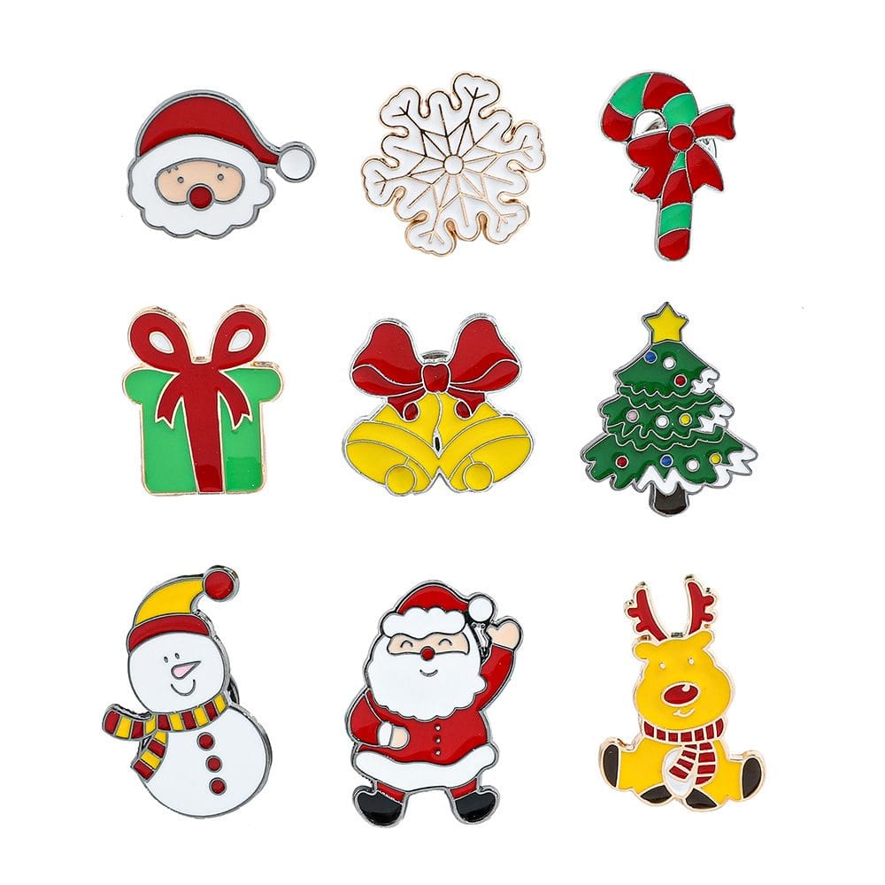 Conjunto de broches de Natal Alloy Snowman Reindeer Santa