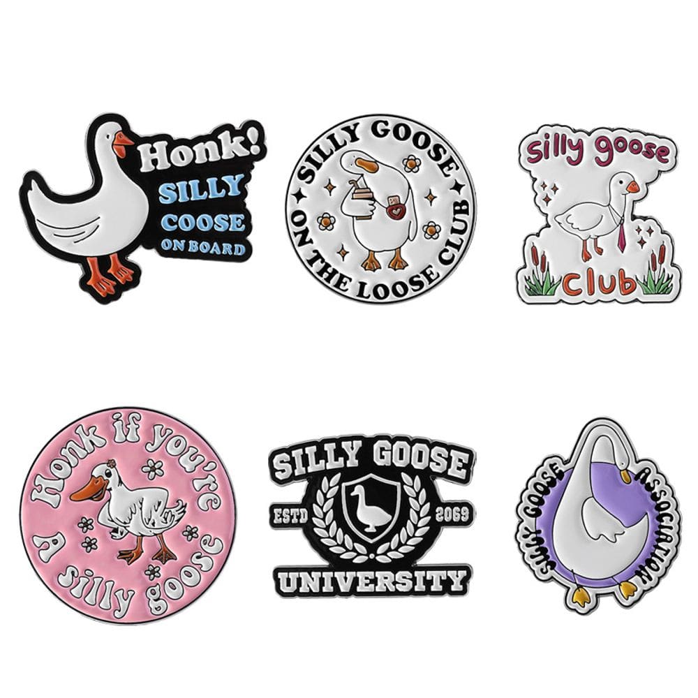 Conjunto de broches Funny Goose Cartoon Silly Goose Enamel