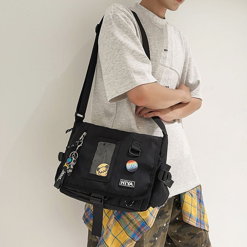 Bolsa Messenger de lona unissex, estilo japonês coreano, 490g