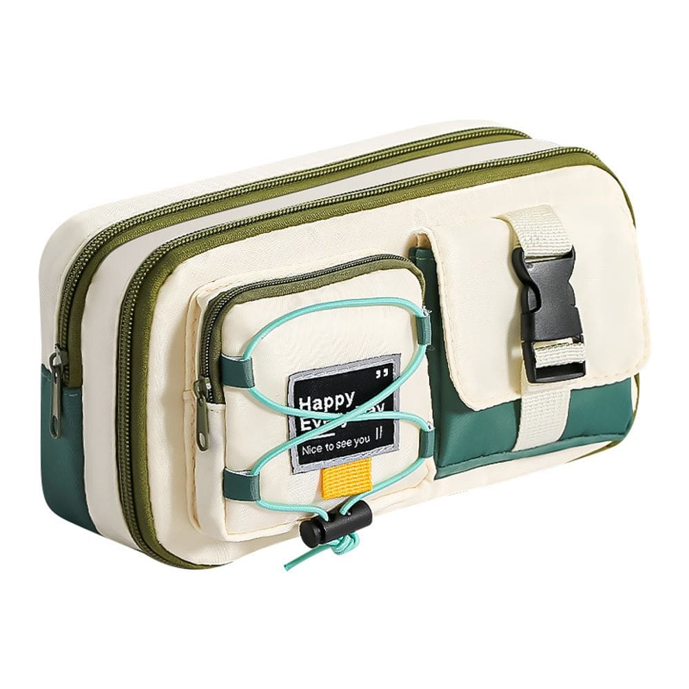 Estojo de lápis de grande capacidade com 3 compartimentos Tecido Estético