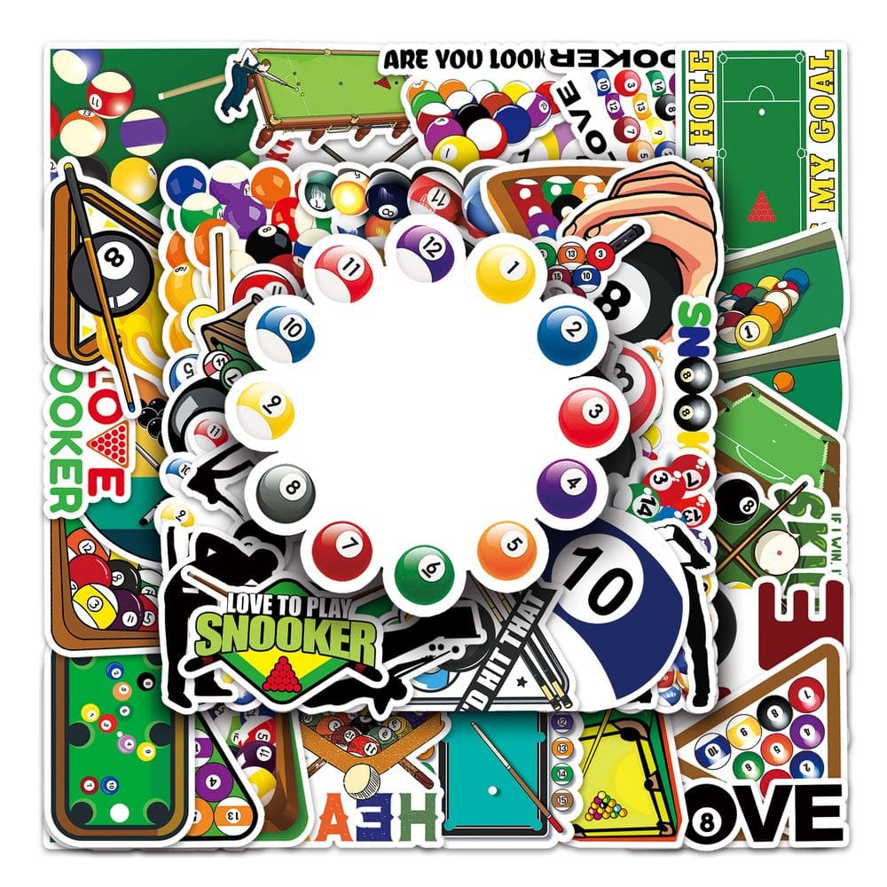 Pacote de adesivos de bilhar, 50 unidades à prova d`água para adolescentes e adultos