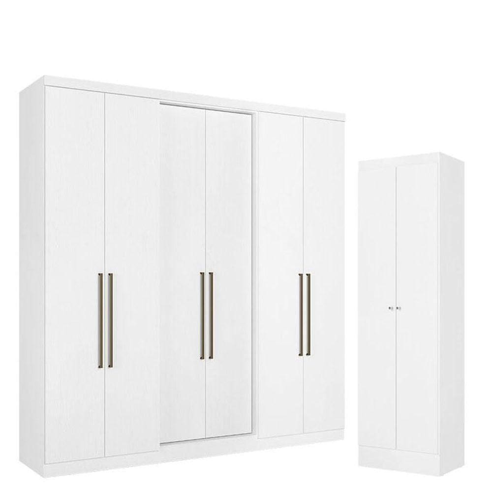 Guarda Roupa Casal Presence 6 Portas Branco Acetinado E Multiuso Space Branco - Thb