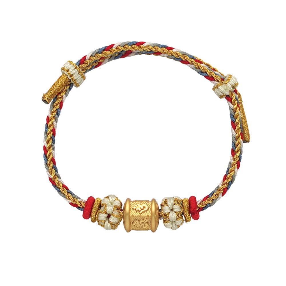 Pulseira S999 em prata em estilo chinês para mulheres, tecida à mão