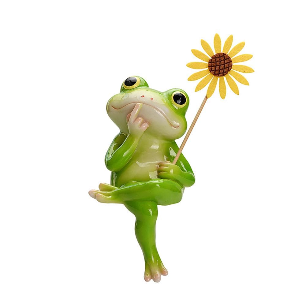 Decoração de jardim: escultura de sapo, resina, sapo relaxado, 13,5 cm