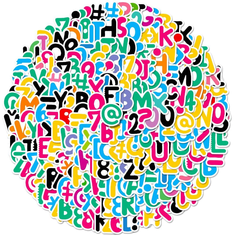 Conjunto de adesivos coloridos com números e pontuação, 50 unidades à prova d`água
