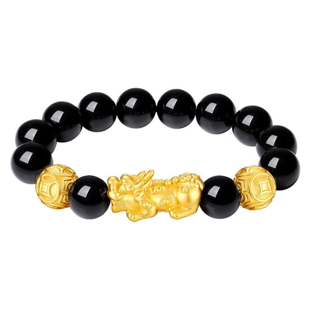 Pulseira masculina Obsidian com pingente Pixius em prata 999