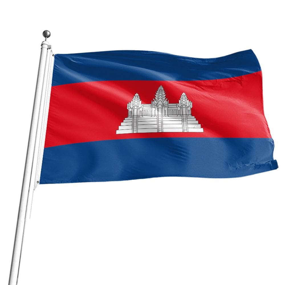 Bandeira Nacional do Camboja 150x90cm Poliéster à Prova de Intempéries