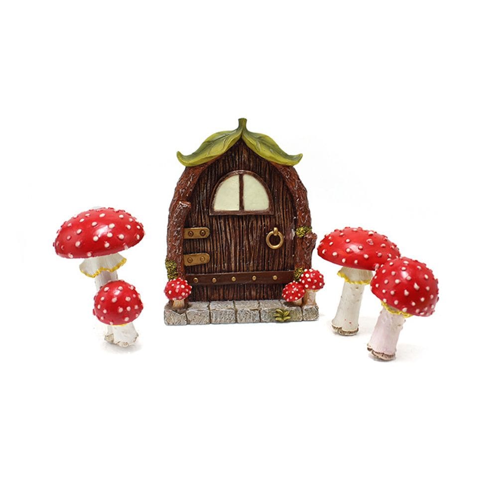 Sculpture Fairy Garden Mushroom House em resina com iluminação