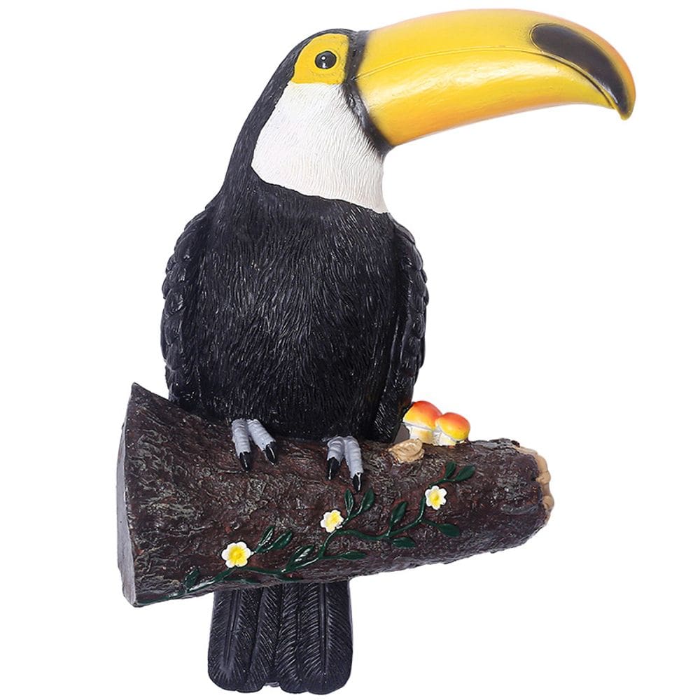 Resina de escultura de parede de tucano para decoração de jardim 20 cm × 29 cm