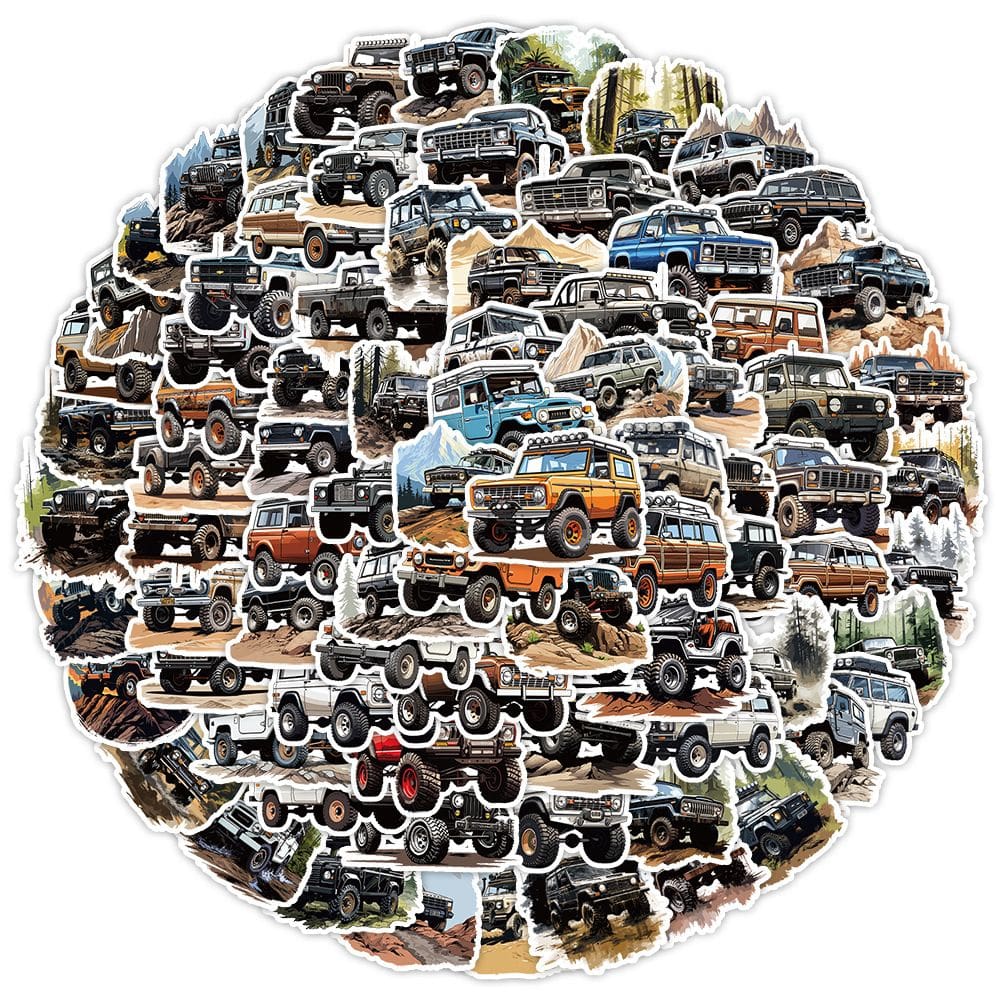 Pacote de adesivos Off-Road Car, 100 unidades de decalques de vinil impermeáveis