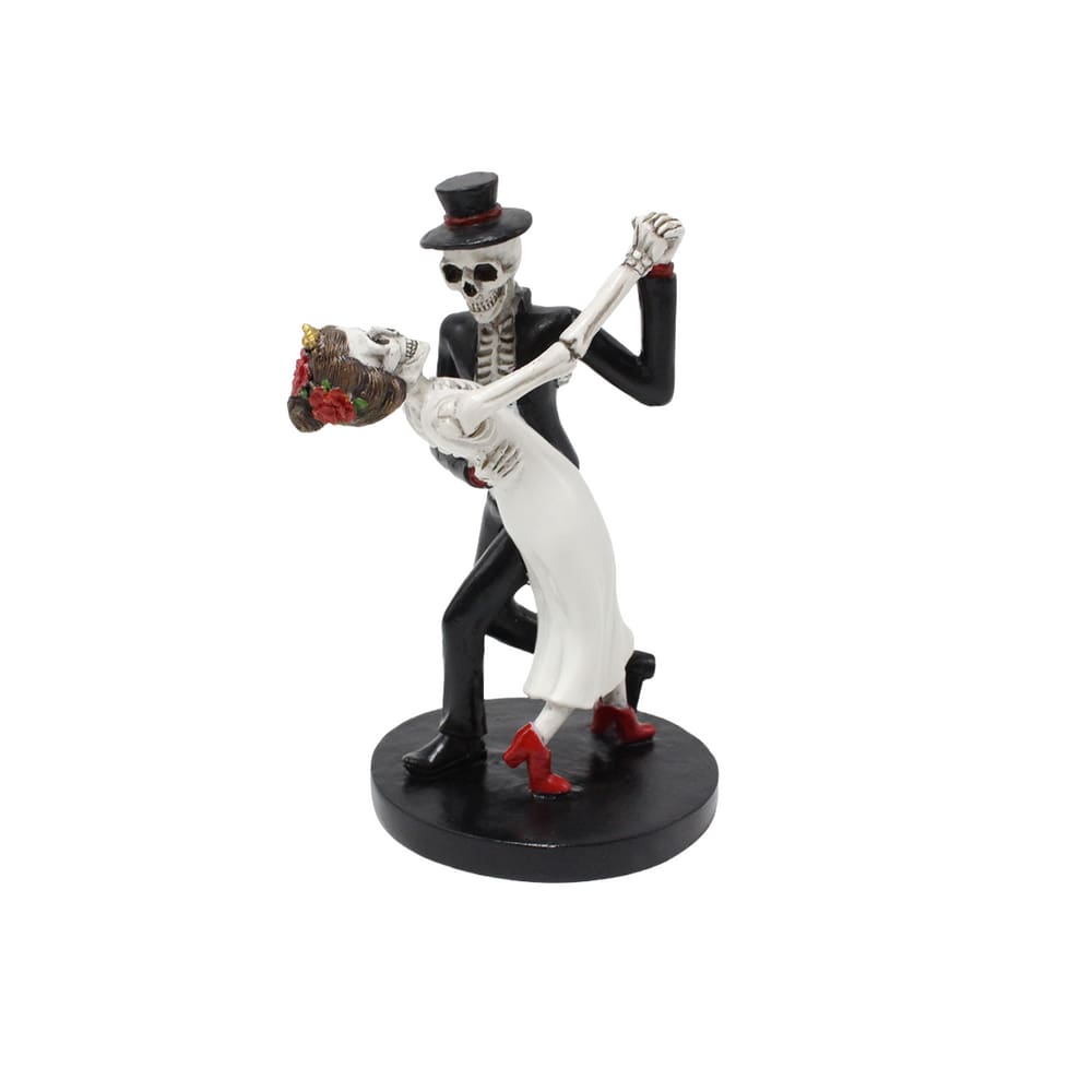 Escultura, decoração de jardim, casal dançando, esqueleto, 8 cm