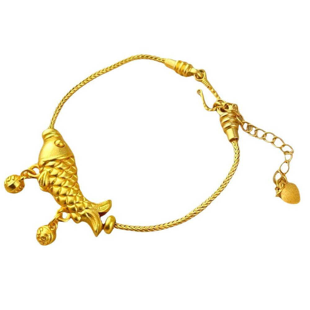 Pulseira Koi Fish banhada a ouro para mulheres com pingente Lucky Fish