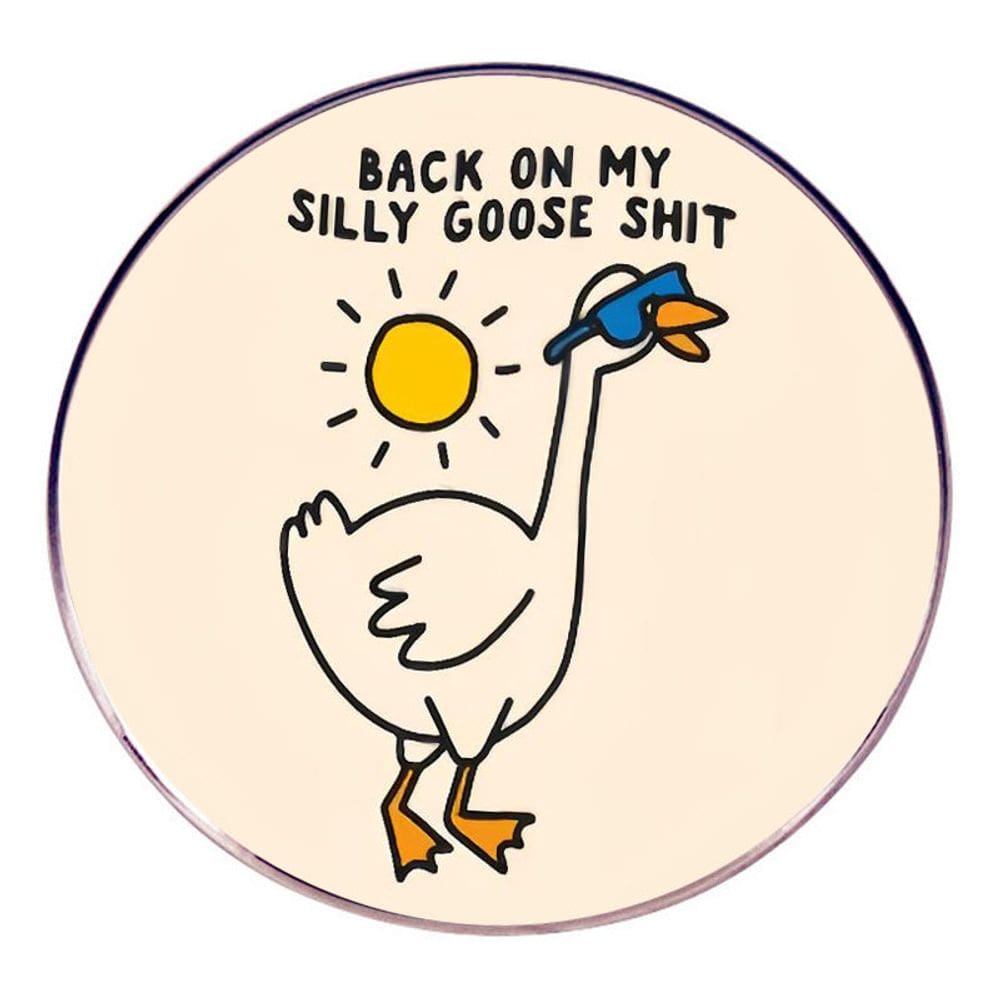 Broche Funny Goose Cartoon Animal Blouse Pin com óculos de sol