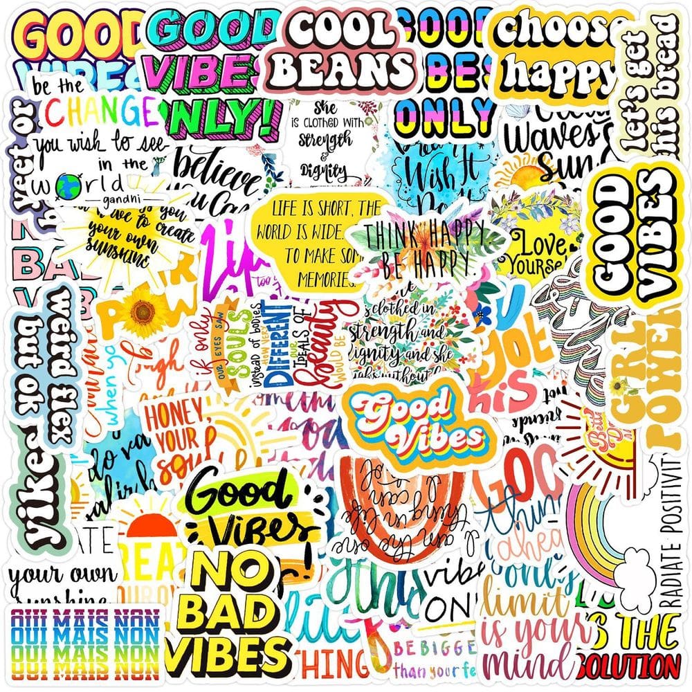 Pacote de adesivos Fun Graffiti Phrase Vinyl, 50 unidades coloridas