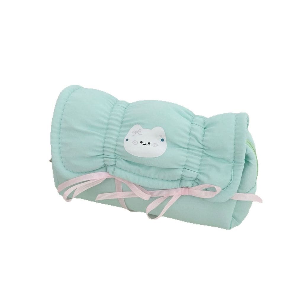 Estojo de lápis Cute Cat Bow Design em tela de grande capacidade