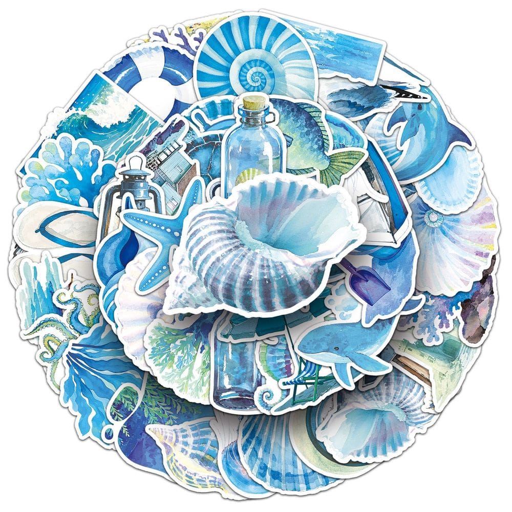 Conjunto de adesivos Ocean Travel Theme, vinil impermeável, 50 unidades