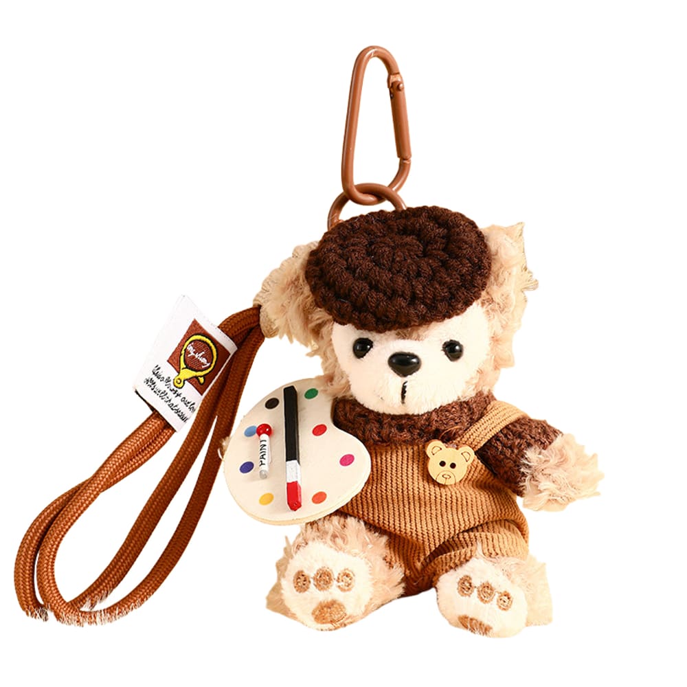 Chaveiro de pelúcia Cute Artist Teddy Chaveiro com boina
