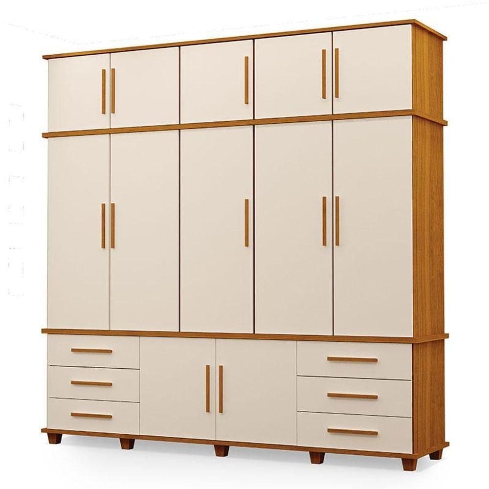 Guarda Roupa Casal Londres 5 Portas Freijó Off White - Luapa Móveis
