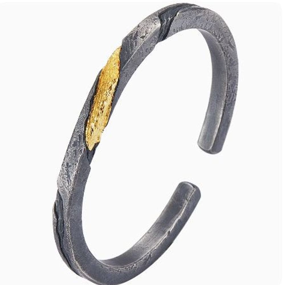 Pulseira 99 em prata e ouro 24K com incrustações para homens 45g