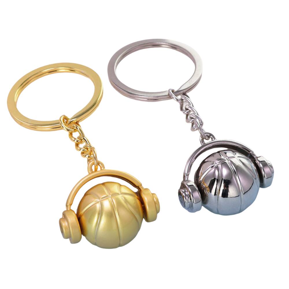 Chaveiro de basquete com design de fones de ouvido em liga de zinco