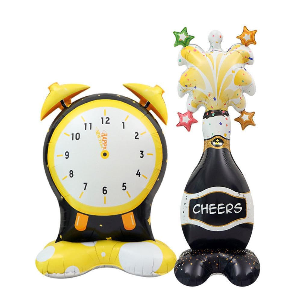 Conjunto de balões, garrafa de champanhe 4D e papel alumínio x2 | Grande