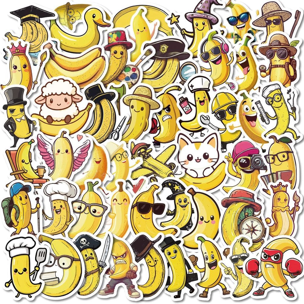 Pacote de adesivos Banana Theme Funny Cartoon Fruit 50 unidades