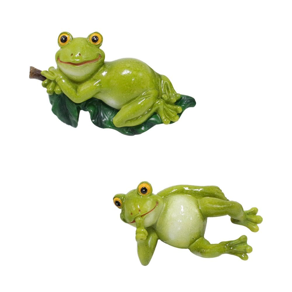Conjunto de esculturas para decoração de jardim Frog Resin Playful x2
