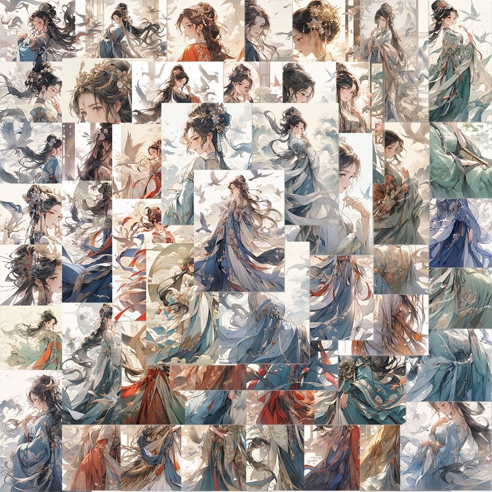 Pacote de adesivos Elegant Girl Aesthetic Fantasy Vinyl x50