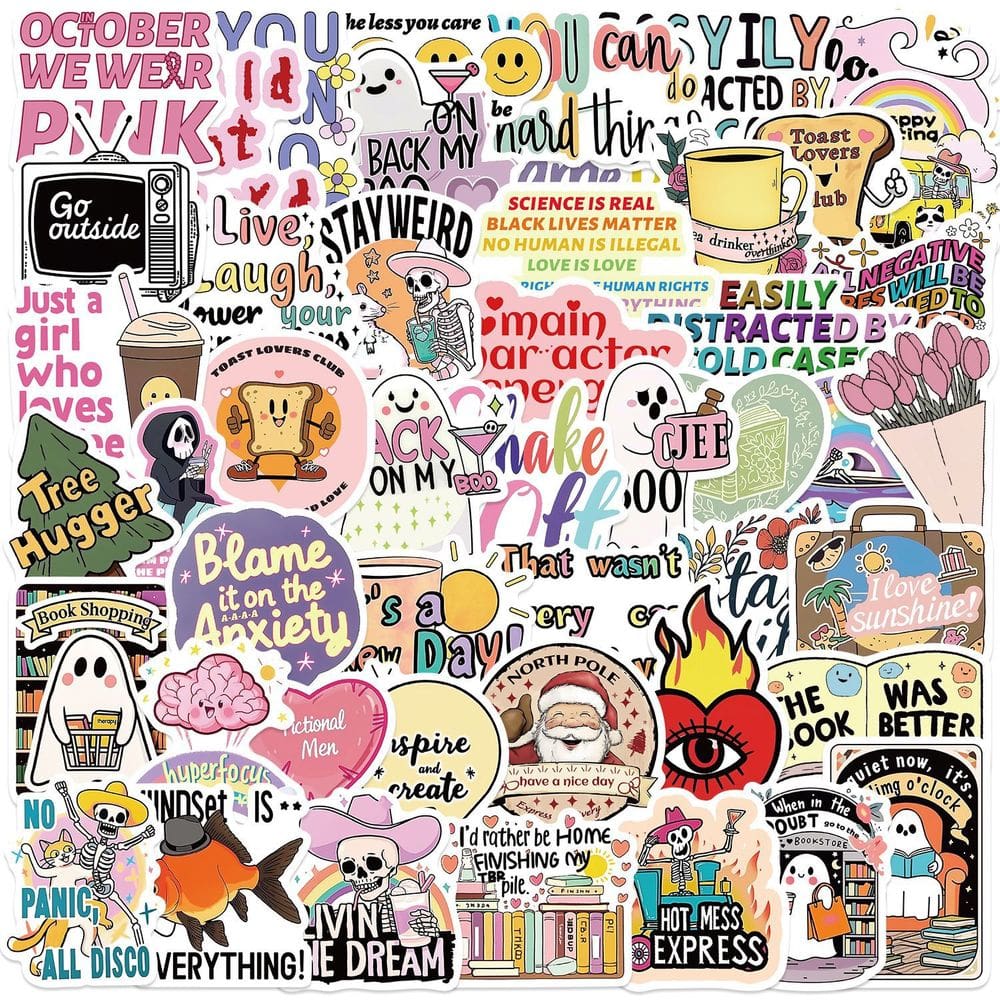 Adesivos vintage, retrô, estilo Doodle dos anos 90, 50 unidades à prova d`água