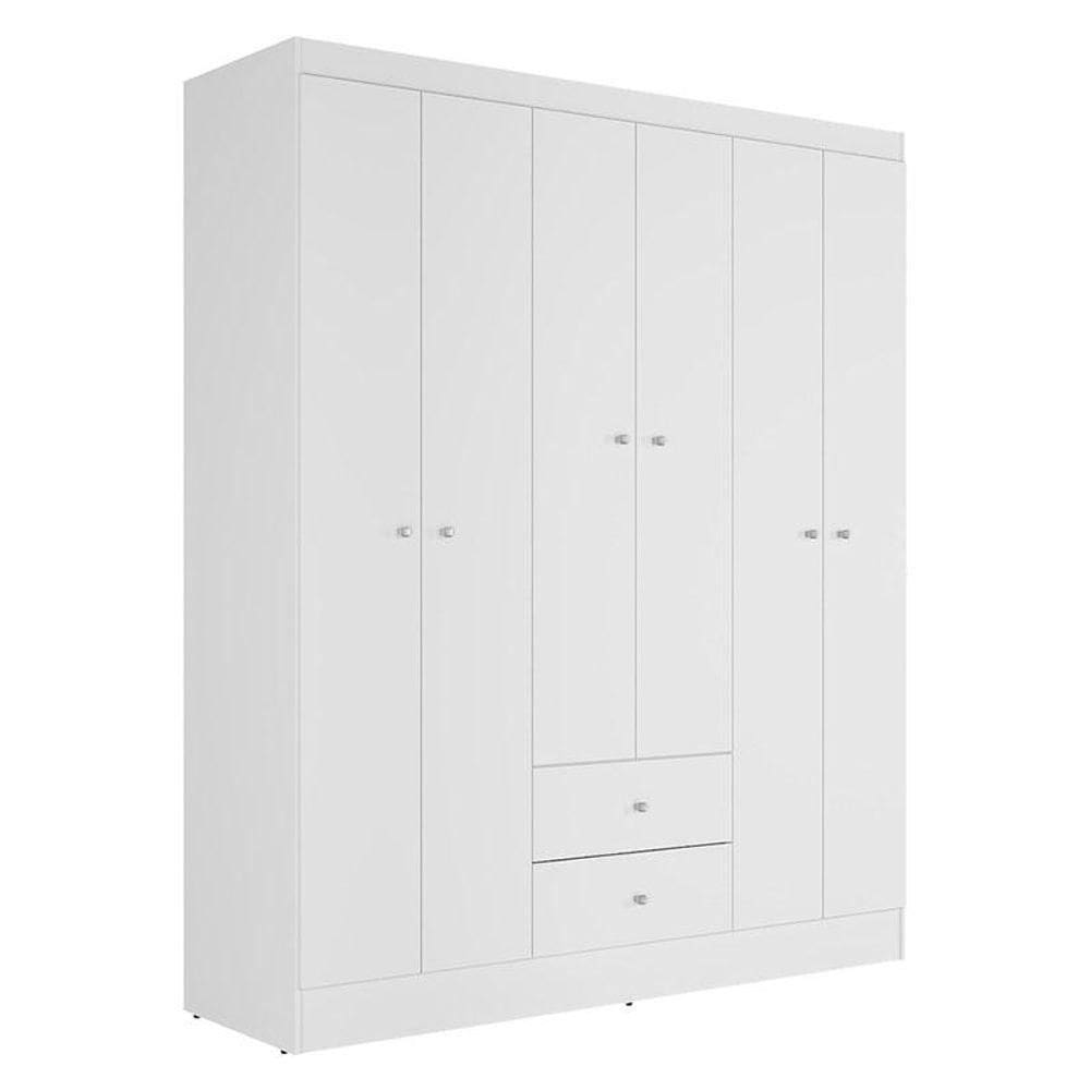 Guarda Roupa Solteiro Versa 6 Portas Branco Rosa Fosco - Kits Paraná