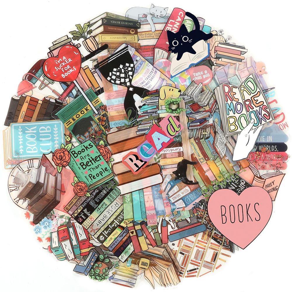 Pacote de adesivos Fall Reading, 50 unidades de vinil Cozy Autumn Bookish