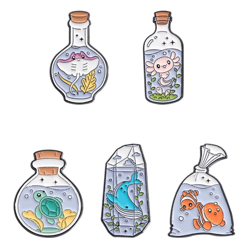 Conjunto de broches com tema de aquário, blusa de animais oceânicos