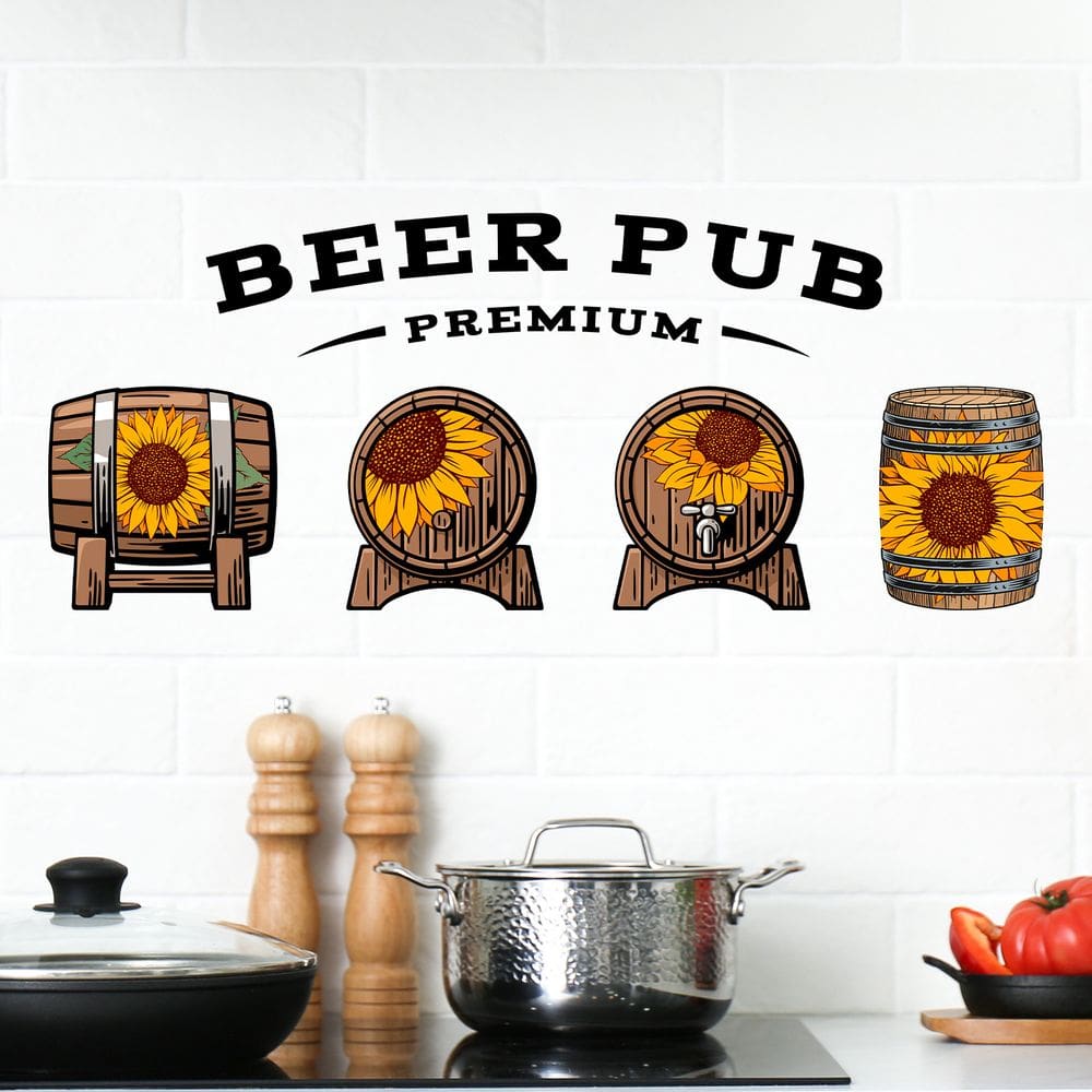 Adesivos de parede Beer Pub Premium Sunflower Barrel PVC 30x59cm