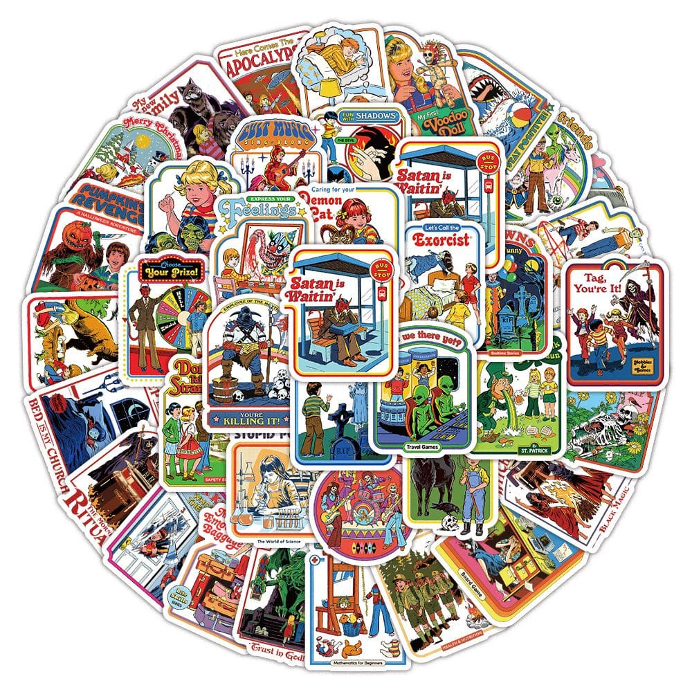 Pacote de adesivos Horror Cartoon, 50 unidades em estilo vintage americano
