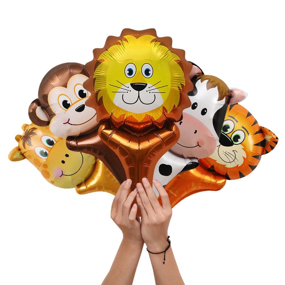 Conjunto de balões metalizados, 5 peças de filme de alumínio portátil de desenhos animados de animais