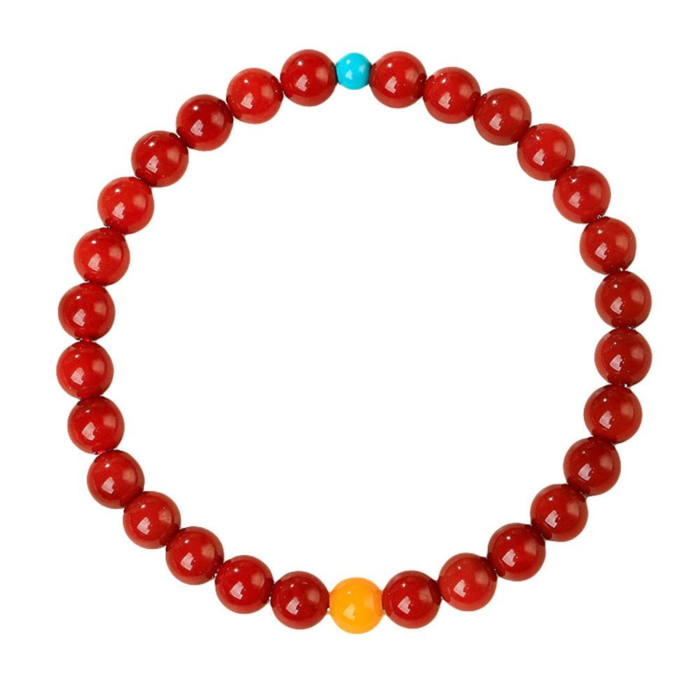 Pulseira South Red Agate para mulheres, miçangas polidas naturais de 6 mm