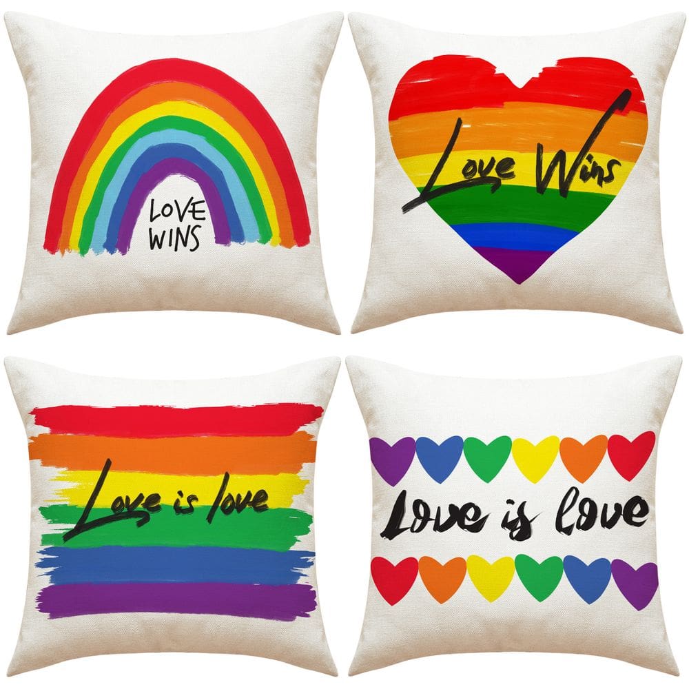 Capa de almofada Rainbow Abstract Print Linen 45x45cm