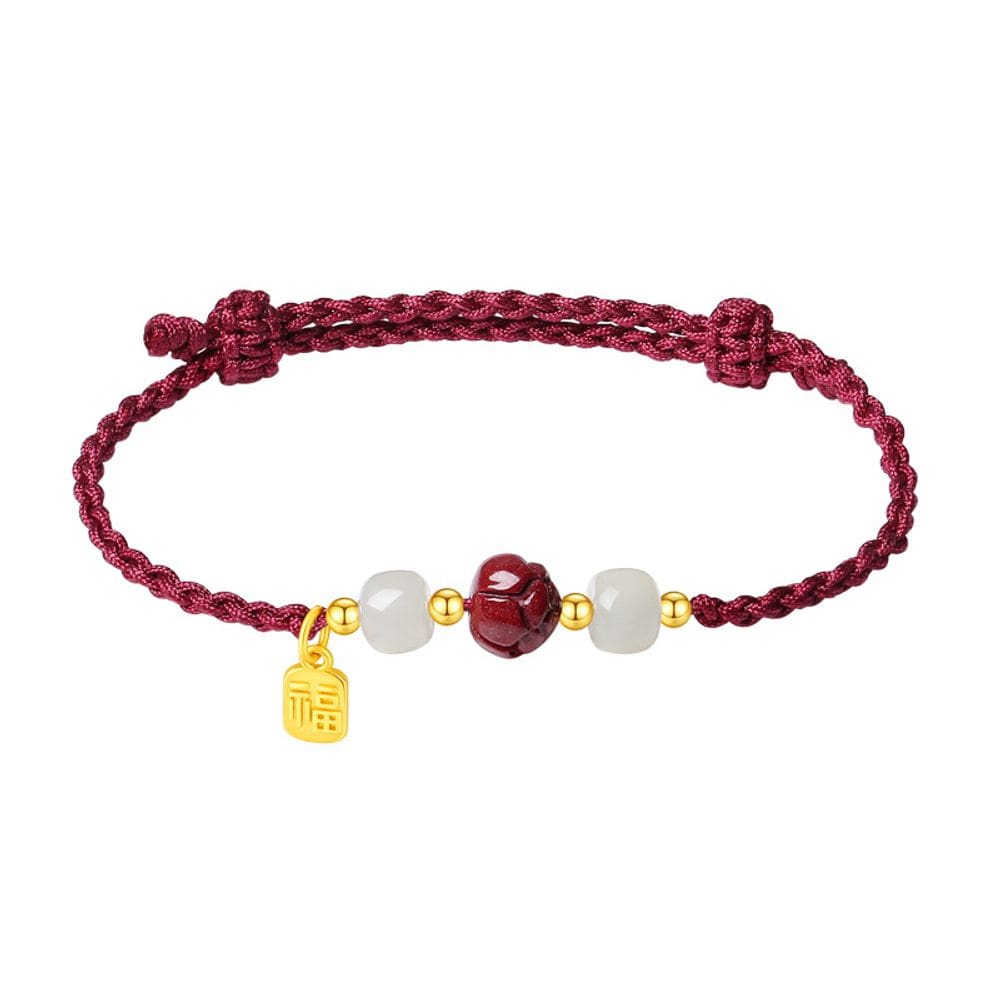 Pulseira S925 Silver Chinese Style Red Rope para mulheres