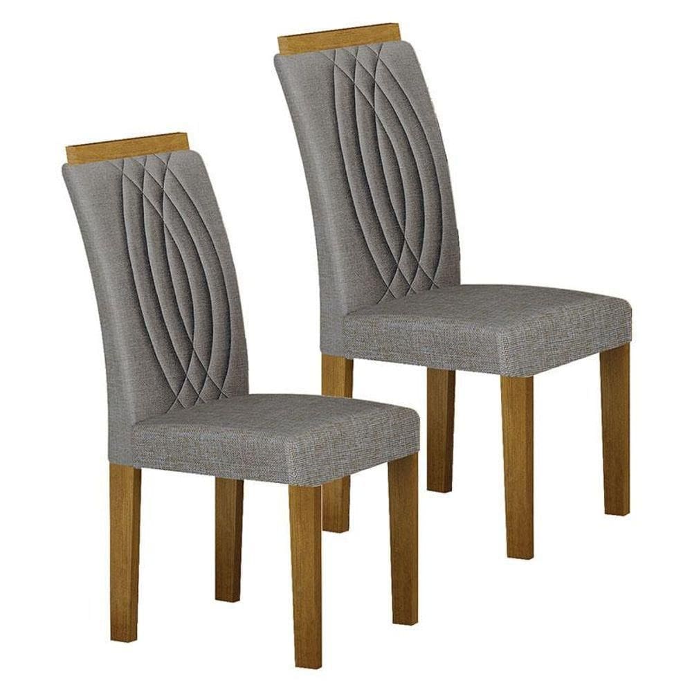 Cadeira Para Mesa De Jantar Doha Mdf Kit 2 Peças Freijó Linho Cinza - Leifer Móveis