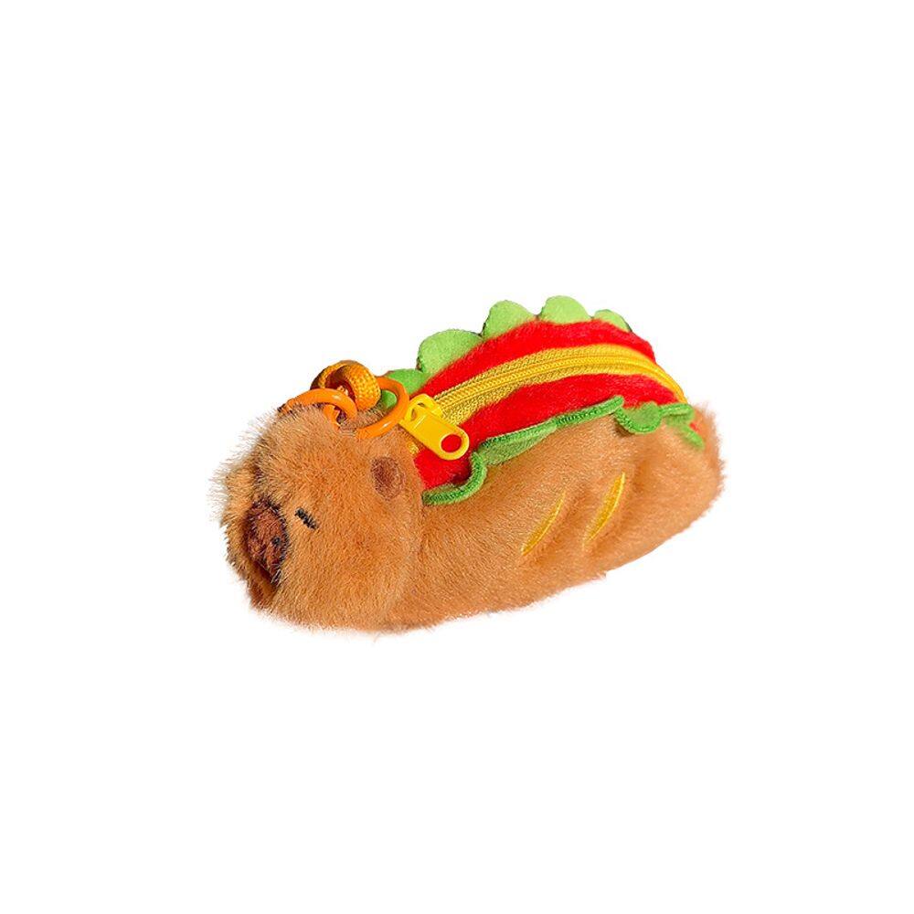 Chaveiro de pelúcia com design fofo de cachorro-quente para crianças e adultos