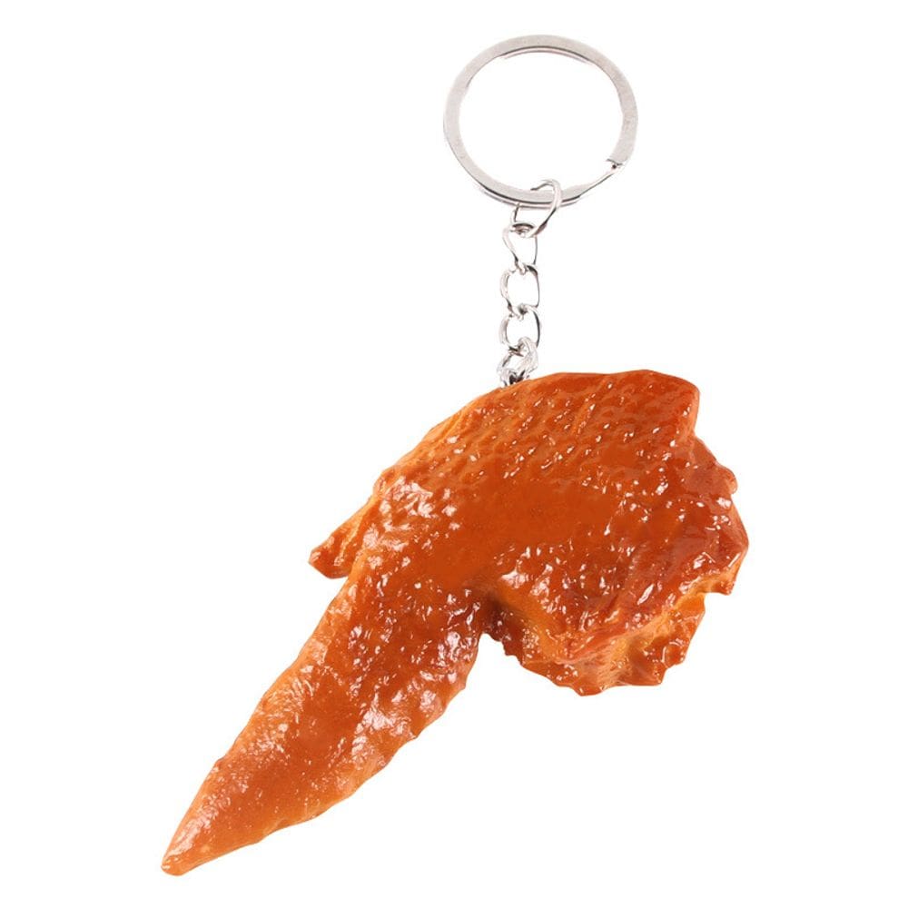 Chaveiro de asa de frango realista em mini PVC para amantes de comida