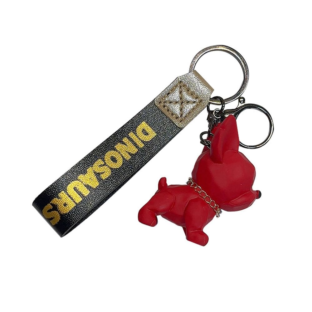 Chaveiro de resina Bulldog Dog Red Facetado Puppy Chaveiro