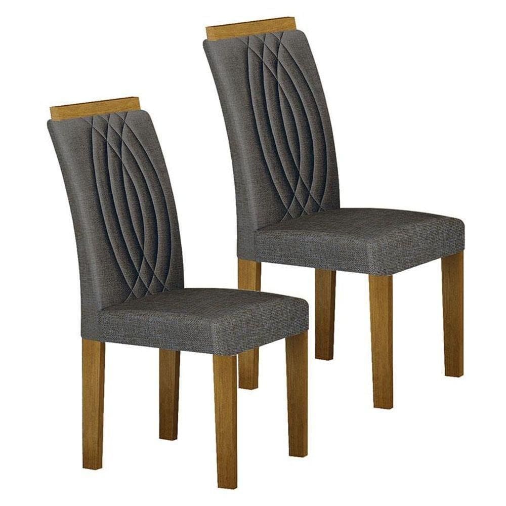 Cadeira Para Mesa De Jantar Doha Mdf Kit 2 Peças Freijó Linho - Leifer Móveis